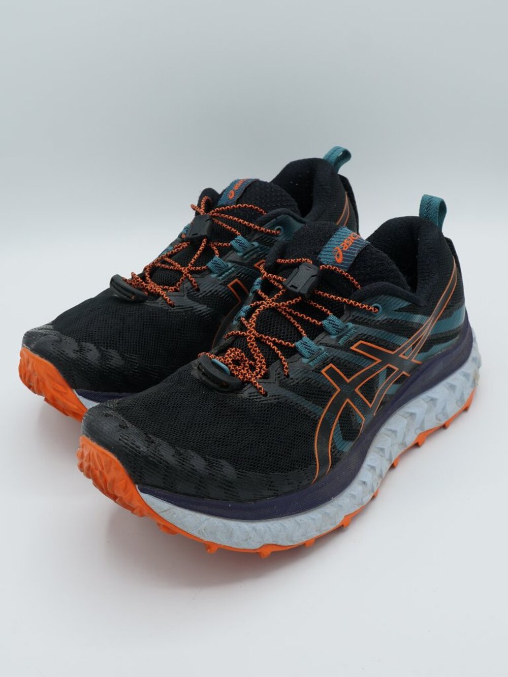 Asics Trabuco Max Trail Running Shoes Black Nova Orange Women's Size 7.5